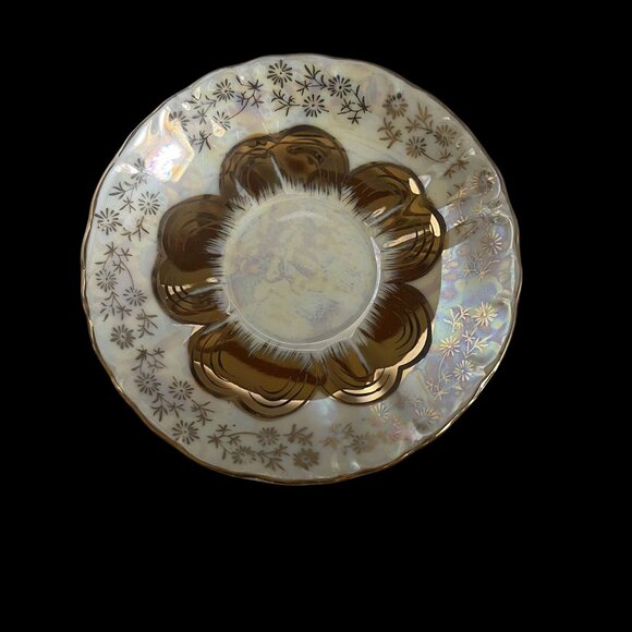 Vintage Sterling China Floral Gold Opalescent Demitasse Set Of 6 Cups & Saucers - Picture 5 of 9